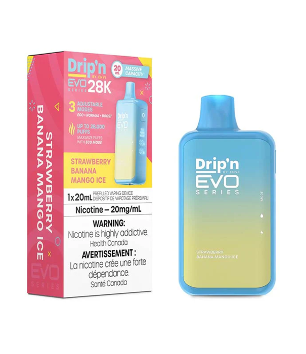 Envi Strawberry Banana Mango Ice Envi Drip’N EVO 28000 Rechargeable Disposable
