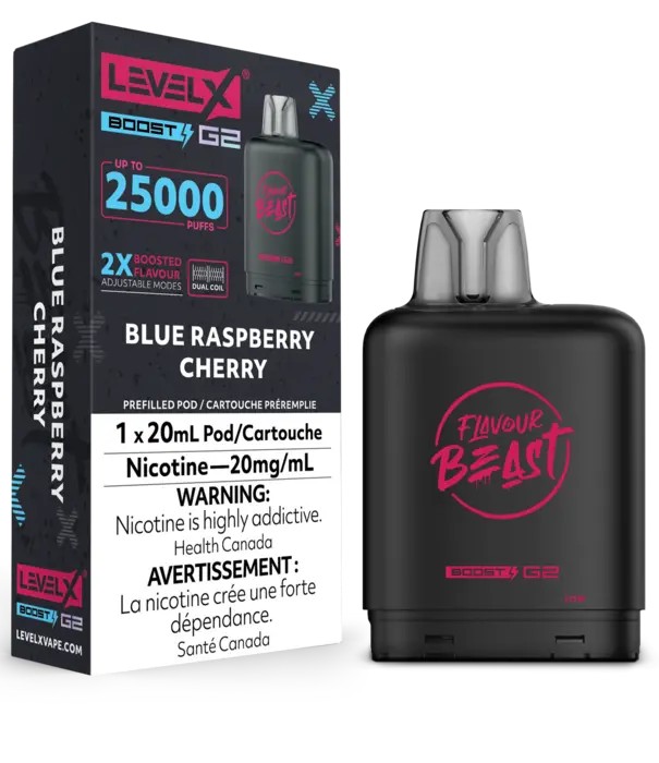 Flavour Beast Blue Raspberry Cherry Flavour Beast Level X Boost G2 25000 Disposable Vape Pod