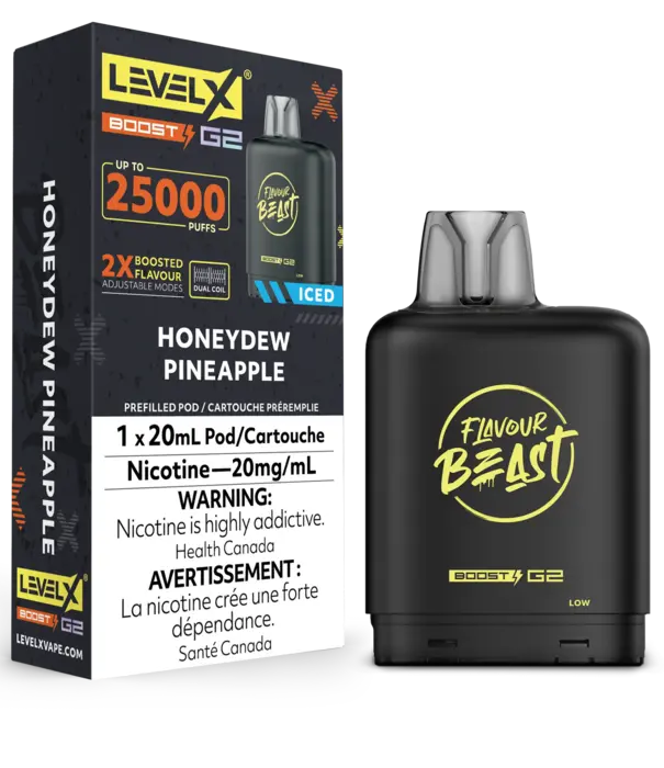 Flavour Beast Honeydew Pineapple Ice Flavour Beast Level X Boost G2 25000 Disposable Vape Pod