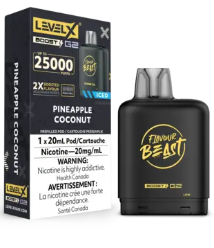 Pineapple Coconut Ice Flavour Beast Level X Boost G2 25000 Disposable Vape Pod