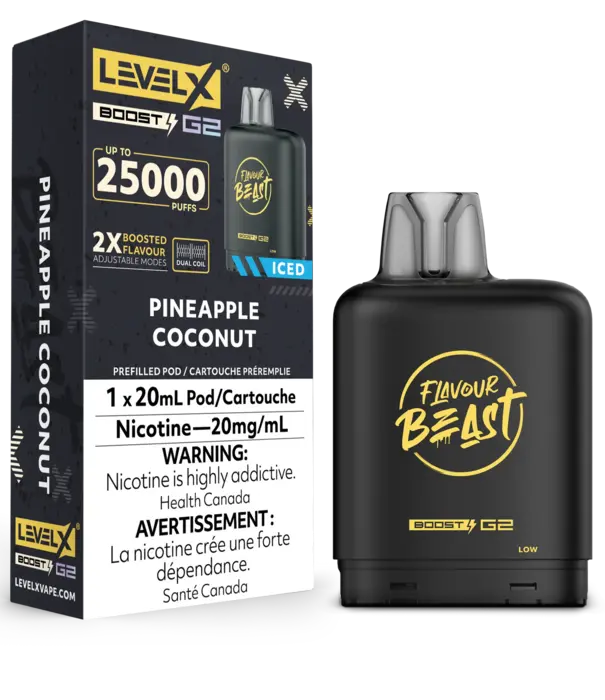 Flavour Beast Pineapple Coconut Ice Flavour Beast Level X Boost G2 25000 Disposable Vape Pod