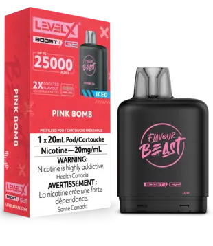 Pink Bomb Ice Flavour Beast Level X Boost G2 25000 Disposable Vape Pod