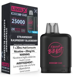 Strawberry Cherry Watermelon Ice Flavour Beast Level X Boost G2 25000 Disposable Vape Pod