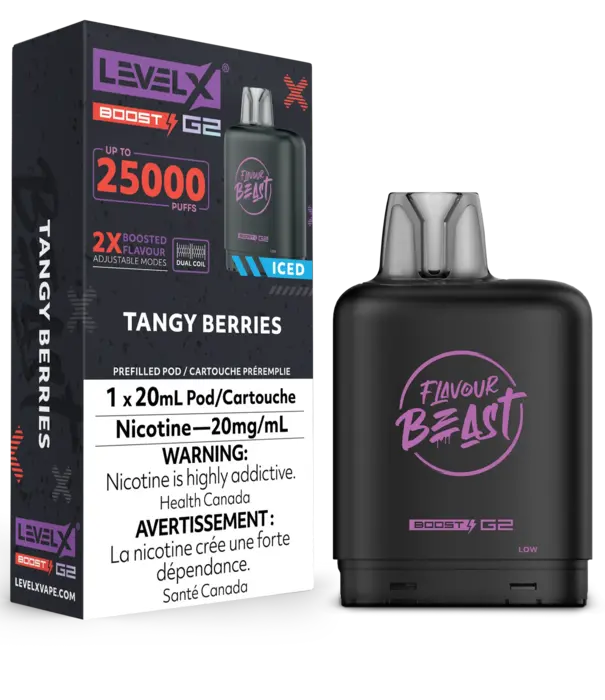 Flavour Beast Tangy Berries Ice Flavour Beast Level X Boost G2 25000 Disposable Vape Pod