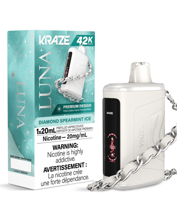 Kraze Diamond Spearmint Ice Kraze Luna 42k Rechargeable Disposable