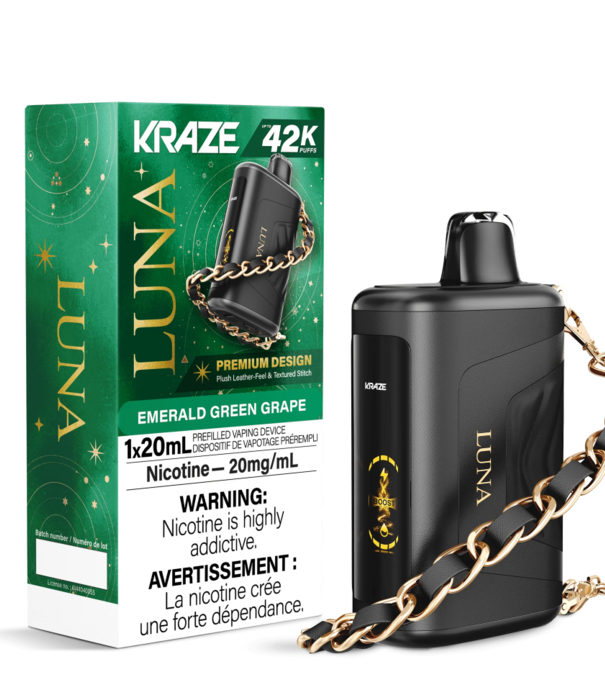 Kraze Emerald Green Grape Kraze Luna 42k Rechargeable Disposable