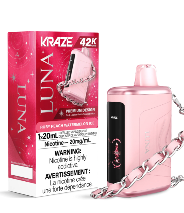 Kraze Ruby Peach Watermelon Ice Kraze Luna 42k Rechargeable Disposable