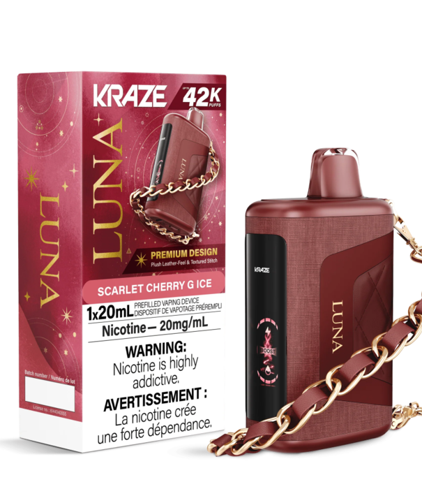 Kraze Scarlet Cherry G Ice Kraze Luna 42k Rechargeable Disposable