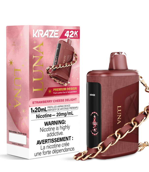 Kraze Strawberry Cheese Delight Kraze Luna 42k Rechargeable Disposable