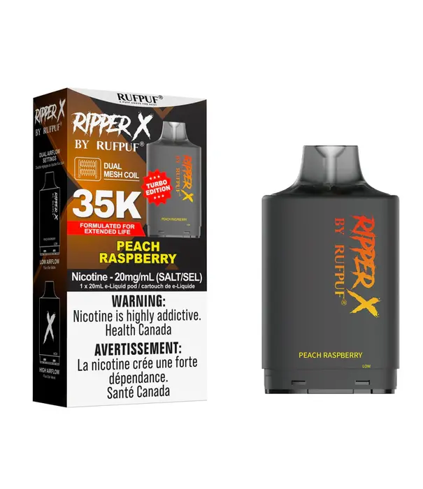 Ripper X by RUFPUF Peach Raspberry Ripper X by RUFPUF 35k Disposable Vape Pod