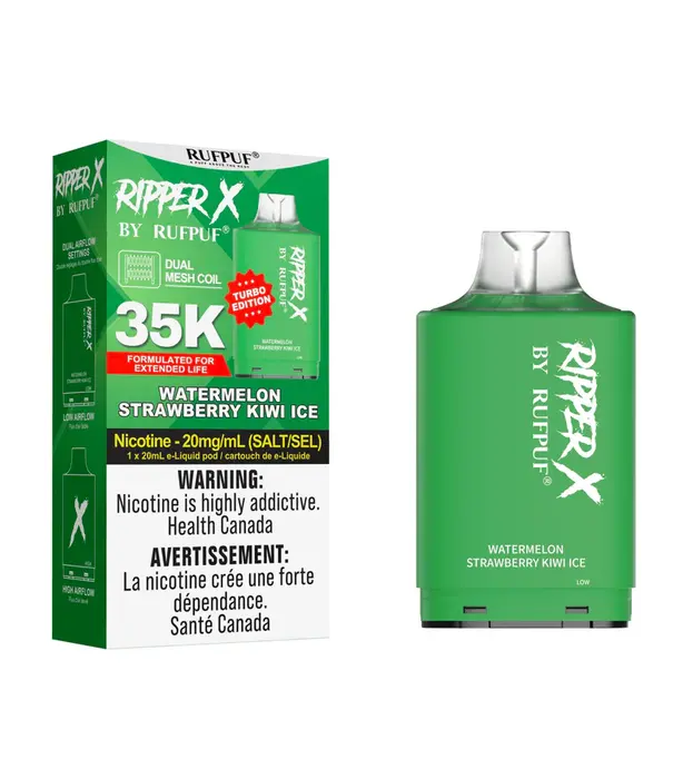Ripper X by RUFPUF Watermelon Strawberry Kiwi Ice Ripper X by RUFPUF 35k Disposable Vape Pod
