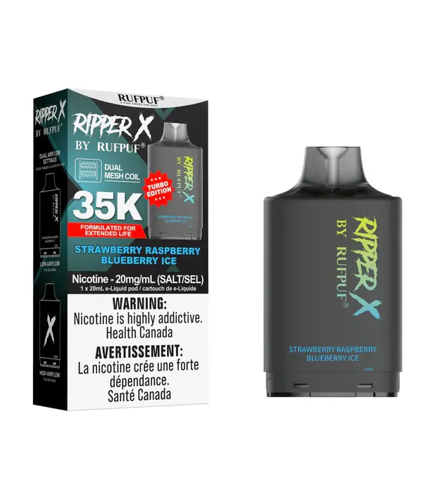 Ripper X by RUFPUF Strawberry Raspberry Blueberry Ice Ripper X by RUFPUF Disposable Vape Pod