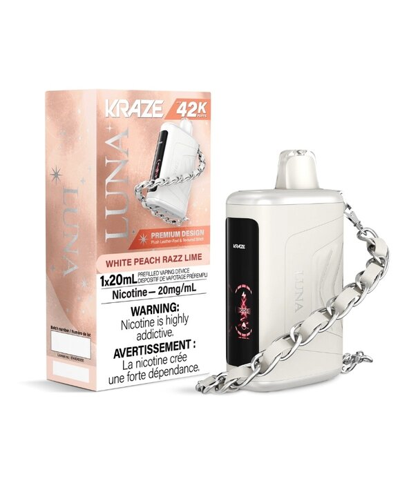 Kraze White Peach Razz Lime Kraze Luna 42k Rechargeable Disposable