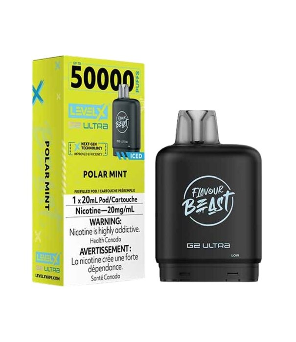 Flavour Beast Polar Mint Ice Fkavour Beast Level X G2 Ultra 50k Disposable Vape Pod