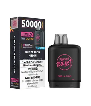 Dub Dragon Melon Ice Flavour Beast Level X G2 Ultra 50k Disposable Vape Pod