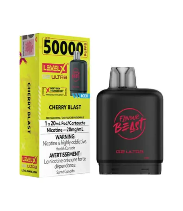 Flavour Beast Cherry Blast Ice Flavour Beast Level X G2 Ultra 50k Disposable Vape Pod