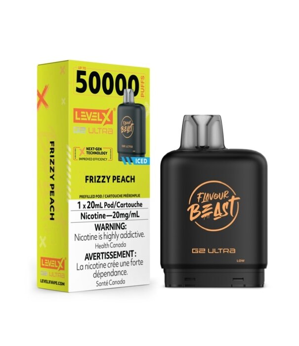Flavour Beast Frizzy Peach Ice Flavour Beast Level X G2 Ultra 50k Disposable Vape Pod