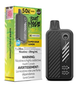 Super Sour Lemon Ice Flavour Beast Beast Mode Max 2 50k Rechargeable Diposable