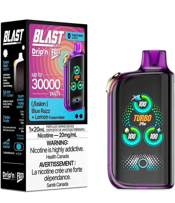 Envi Drip'n Blue Razz + Lemon Drip’N Fasta Blast By Envi 30k Rechargeable Disposable