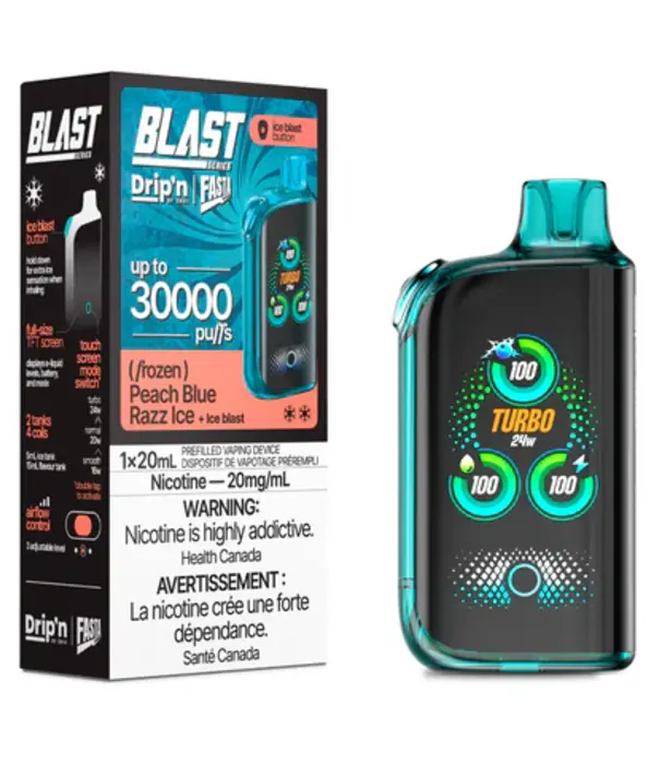 Envi Drip'n Blue Razz + Peach Drip’N Fast Blast By Envi 30k Rechargeable Disposable