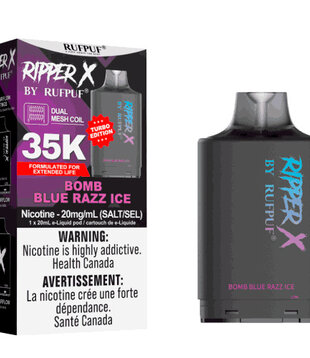 Bomb Blue Razz Ice Ripper X By RUFPUF 50k Disposable Vape Pod