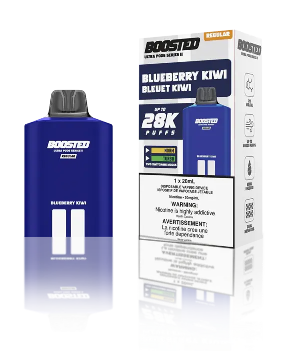 Boosted Blueberry Kiwi Boosted Ultra Pod Series II 28k Regular Disposable Vape Pod