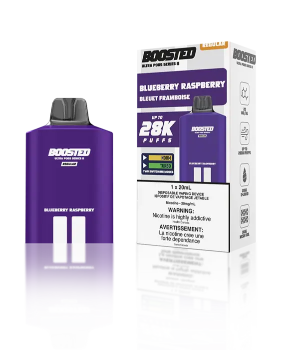 Boosted Blueberry Raspberry Boosted  Ultra Pod Series II 28k Regular Disposable Vape Pod