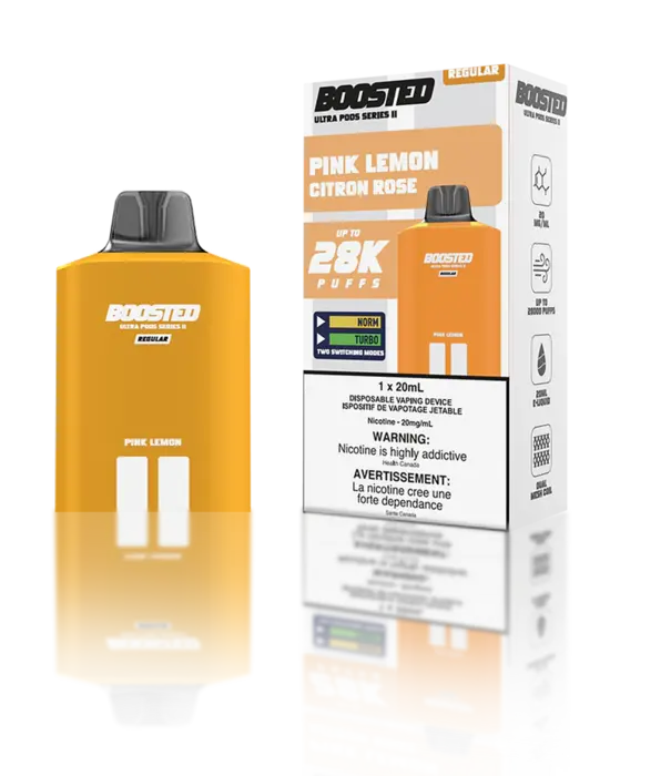 Boosted Pink Lemon Boosted Ultra Pod Series II 28k Regular Disposable Vape Pod