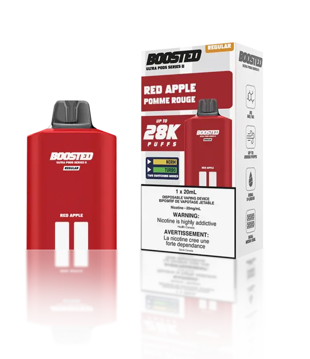 Boosted Red Apple Boosted Ultra Pod Series II 28k Regular Disposable Vape zpod
