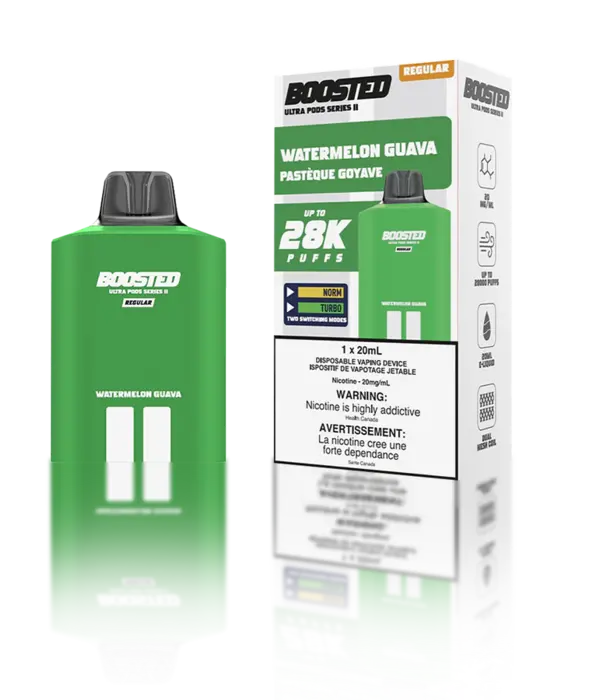 Boosted Watermelon Guava Boosted Ultra Pod Series II 28k Regular Disposable Vape Pod