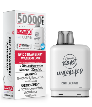 Epic Strawberry Watermelon Ice Flavour Beast Unleashed Level X G2 Ultra 50k Disposable Vape Pod