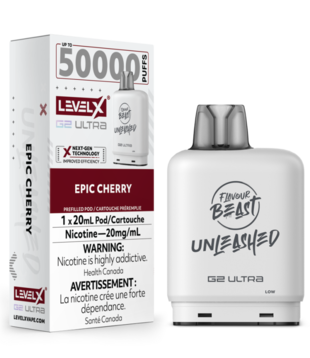 Epic Cherry Flavour Beast Unleashed Level X G2 Ultra 50k Disposable Vape Pod