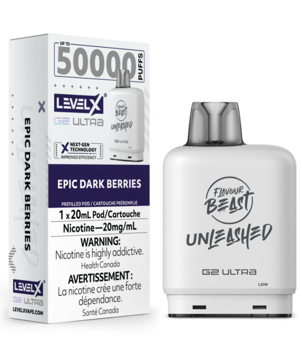 Flavour Beast Epic Dark Berries Flavour Beast Unleashed Level X G2 Ultra 50k Disposable Vape Pod
