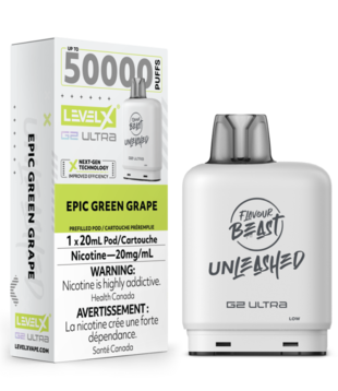 Epic Green Grape Flavour Beast Unleashed Level X G2 Ultra 50k Disposable Vape Pod