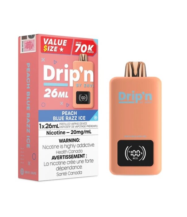 Envi Drip'n Peach Blue Razz Ice Drip’N by Envi 26ml 70k Rechargeable Disposable
