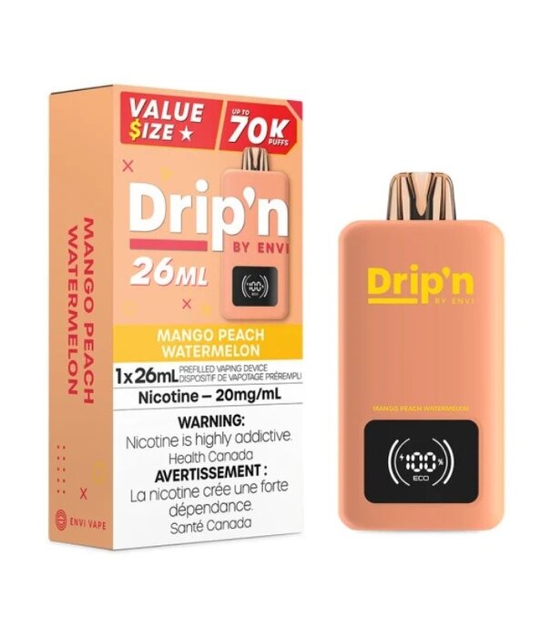 Envi Drip'n Mango Peach Watermelon Drip’N by Envi 26ml 70k Rechargeable Disposable
