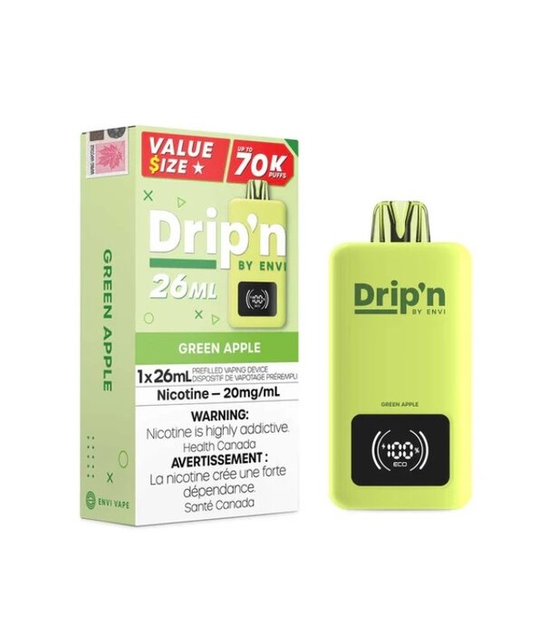 Envi Drip'n Green Apple Drip’N by Envi 26ml 70k Rechargeabke Disposable