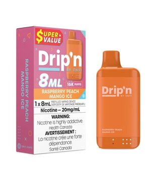Raspberry Peach Mango Ice Drip’N by Envi 8ml 16k Rechargeable Disposable