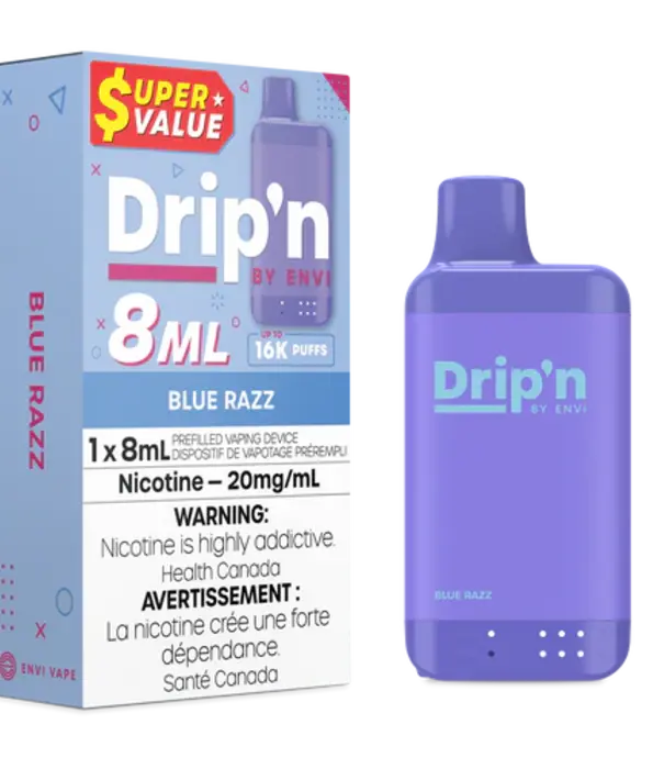 Envi Drip'n Blue Razz Drip’N by Envi 8ml 16k Rechargeable Disposable