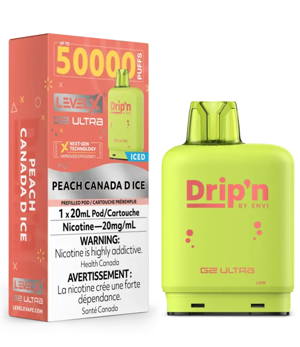 Drip'n Peach Canada D Ice Drip’N Level X G2 Ultra 50k Disposable Vape Pod