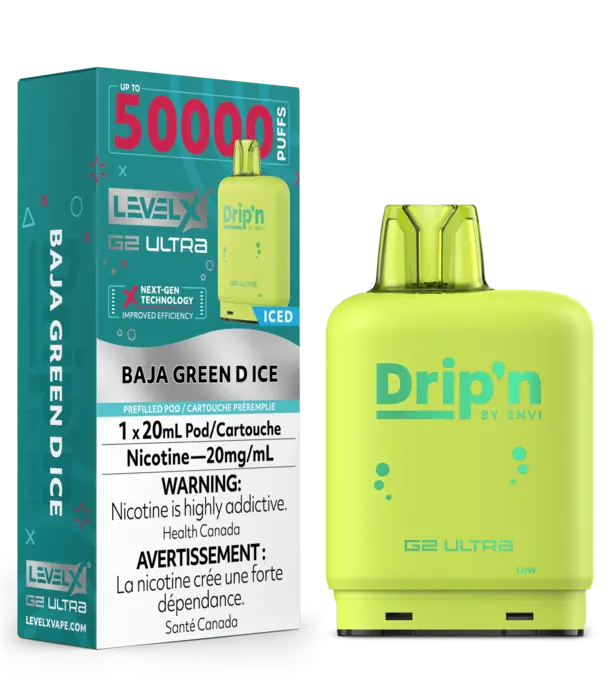 Drip'n Baja Green D Ice Drip’N Level X G2 Ultra 50k Disposable Vape Pod