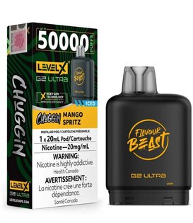 Mango Spritz Ice Flavour Beast Chuggin Level X G2 Ultra 50k Disposable Vape Pod
