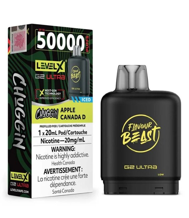 Flavour Beast Apple Canada D Ice Flavour Beast Chuggin Level X G2 Ultra 50k Disposable Vape Pod