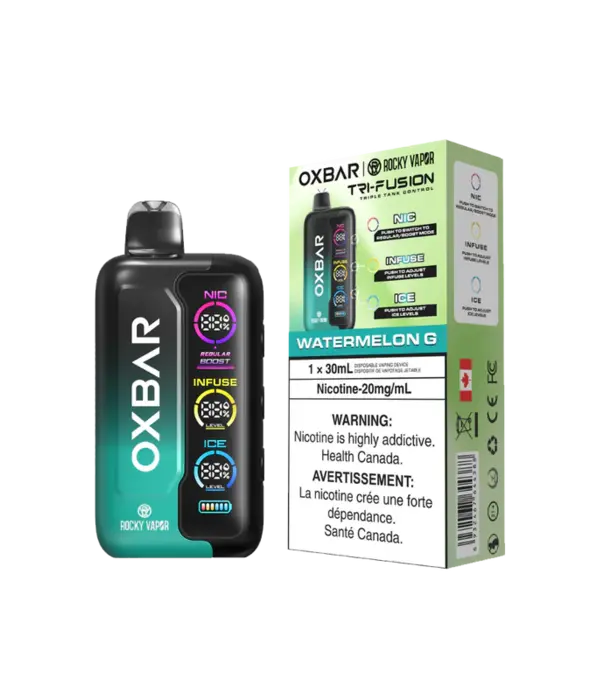 Ox Bar Watermelon G Rocky Vapor Ox Bar Tri-Fusion 30ml Rechargeable Disposable