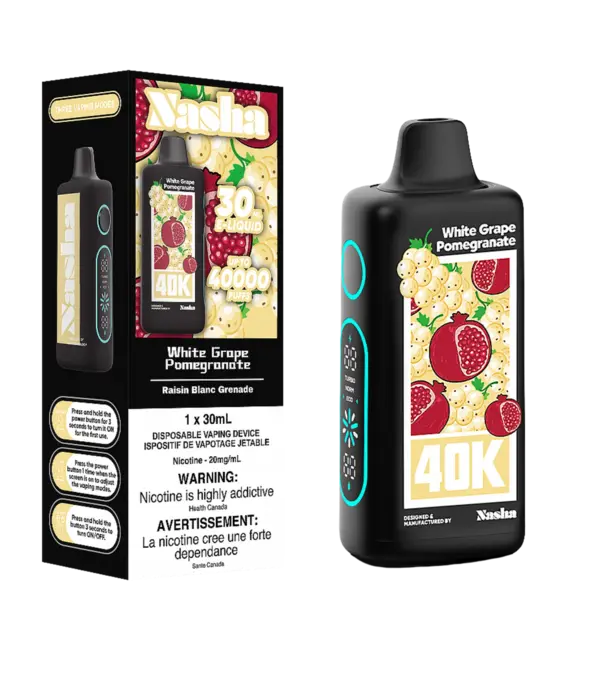 Boosted White Grape Pomegranate Nasha 40k Rechargeable Disposable