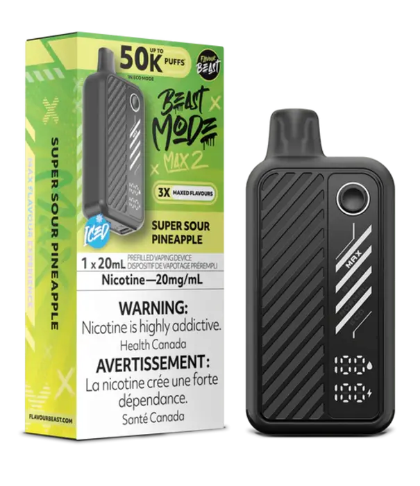 Flavour Beast Super Sour Pineapple Ice Flavoir Beast Beast Mode Max 2 50k Rechargeable Disposable