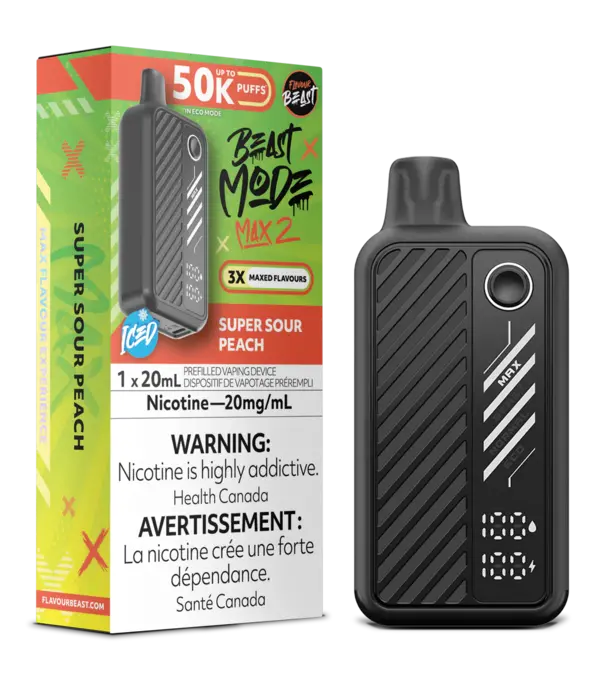Flavour Beast Super Sour Peach Ice Flavour Beast. East Mode Max 2 50k Rechargeable Disposable