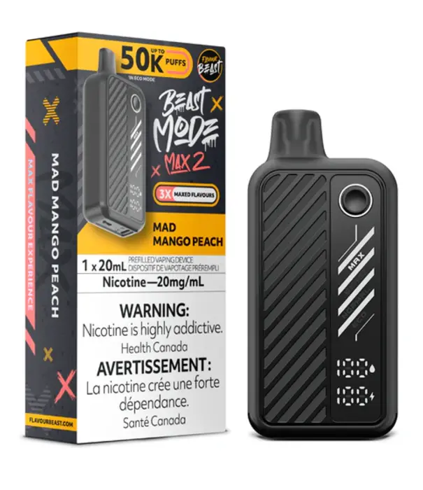 Flavour Beast Mad Mango Peach Flavour Beast Beast Mode Max 2 50k Rechageable Disposable