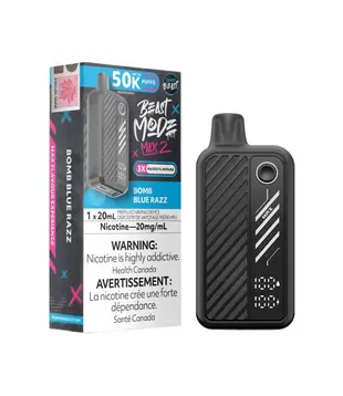 Bomb Blue Razz Flavour Beast Beast Mode Max 2 50k Rechargeable Disposable