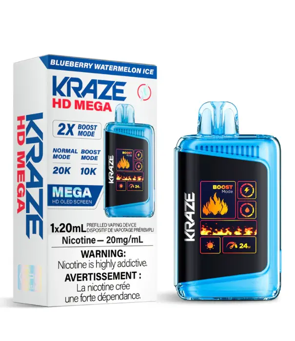Kraze Blueberry Watermelon Ice Kraze HD Mega 20000 Rechargeable Disposable